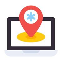 Medical sign inside pointer, hospital location icon vector