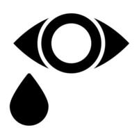 Eye with drop, crying eye icon vector