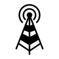 Wireless antenna icon in solid design. vector