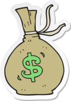 sticker of a cartoon bag of money png