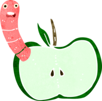 pomme de dessin animé avec ver png