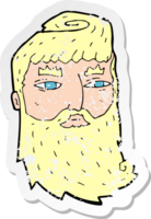 pegatina retro angustiada de un hombre barbudo de dibujos animados png