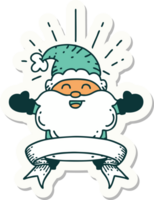 etichetta di tatuaggio stile contento Santa Claus Natale personaggio png