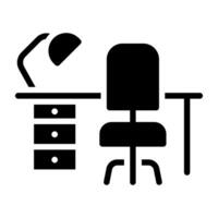 Study lamp on tabletop, concept of study desk icon vector