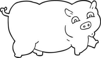 svart och vit tecknad serie gris png