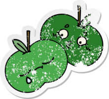 distressed sticker of a cute cartoon apples png