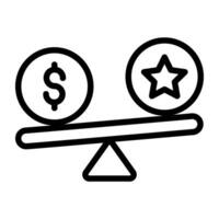 An outline design, icon of currency balance vector