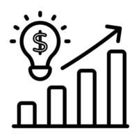 Bar chart with arrow depicting growth chart icon vector