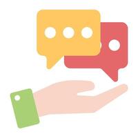 Chat bubbles on hand, flat design of chatting icon vector