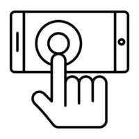 Finger touch the screen of smartphone showcasing mobile tap icon vector