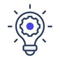 Gear inside light bulb, icon of idea generation vector
