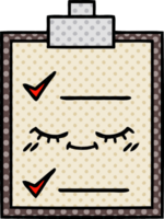 comic book style cartoon of a check list png