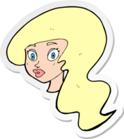 sticker van een cartoon mooi vrouwelijk gezicht png