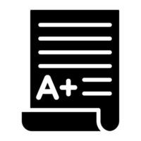 A grade sheet icon, good result report vector