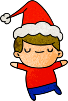 hand drawn christmas textured cartoon of kawaii boy png