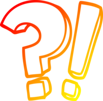 warm gradient line drawing of a cartoon question mark and exclamation mark png