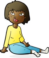 cartoon woman sitting on floor png