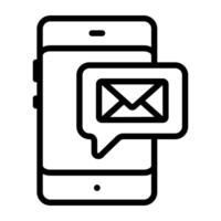 Icon of mobile message, outline design vector