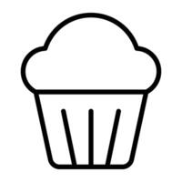 Tea time cake, cupcake icon in linear design. vector