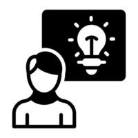 Avatar with light bulb, innovative person icon vector
