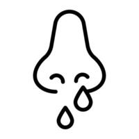 Nose with droplets, runny nose icon vector