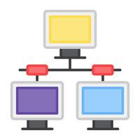 Computers connected with each other, icon of lan network vector