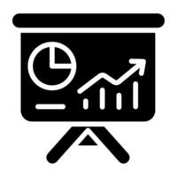 Growth chart on ppt board, business presentation icon vector