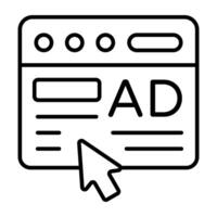 A linear design, icon of online ad vector