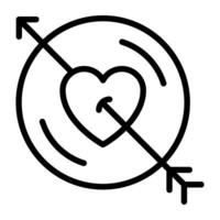 Archery arrow inside heart, concept of romantic cupid vector