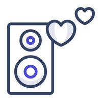 sonido altavoz con corazones, amor música icono vector