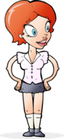 cartoon happy woman in short skirt png