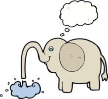 cartoon elephant squirting water with thought bubble png