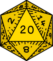 tattoo in traditional style of a d20 dice png