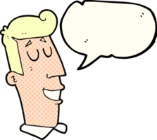 hand drawn comic book speech bubble cartoon grinning man png