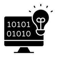 A glyph design, icon of online binary idea vector