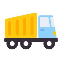 Delivery truck, goods delivery van editable stroke vector