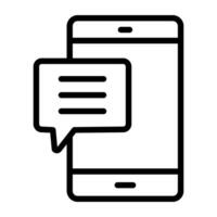 Message bubble with smartphone, mobile chat icon vector