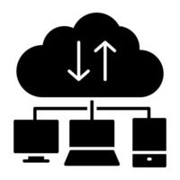 A flat design, icon of cloud data transmission vector