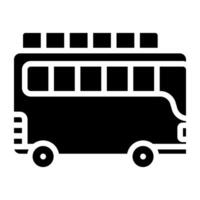 A bus that has two storeys or decks, double decker bus solid icon design vector