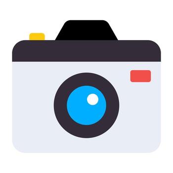 Clicking device icon, flat design of camera vector