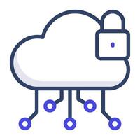 A flat design, icon of cloud network security vector