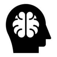 A solid design, icon of brain vector