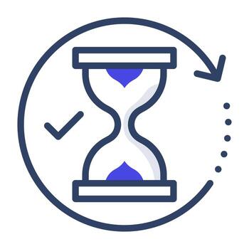 Editable outline design of round the clock vector