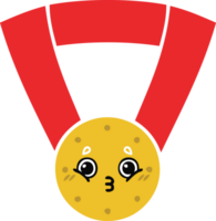 flat color retro cartoon of a gold medal png