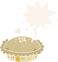 hot cartoon pie fresh out of the oven with speech bubble in retro style png