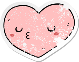 distressed sticker of a cartoon love heart png