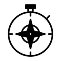 A directional instrument icon, solid design of compass vector