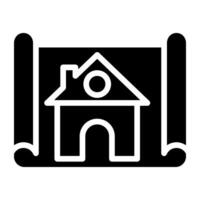 Home printed on paper, construction plan icon vector