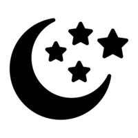 A trendy vector design of moon with stars, nighttime