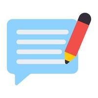 A flat design, icon of edit comment vector